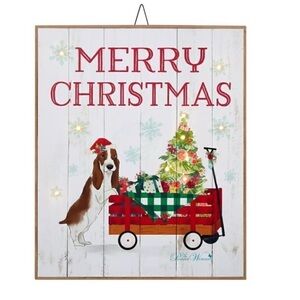 🌺 New Pioneer Woman Merry Christmas Light Up Charlie Red Wagon LED Sign. Timer